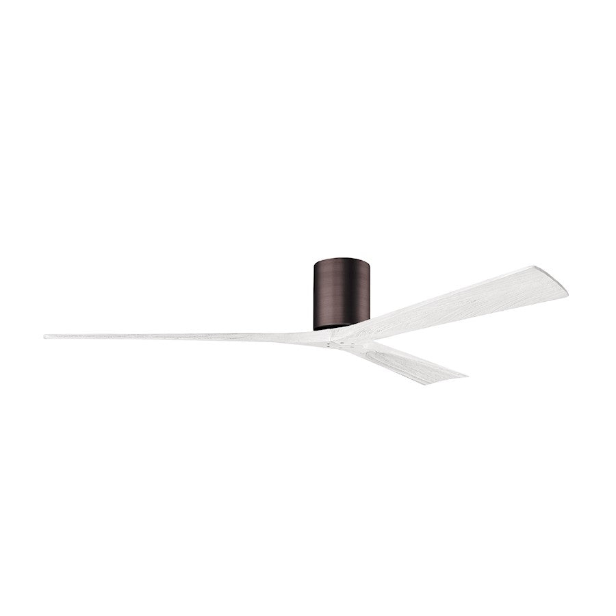 Matthews Fans Irene-3H 72in 3-Blade Flush Mount Ceiling Fan | Brushed Bronze and Matte White Solid Wood | Great Rooms | Model IR3H-BB-MWH-72