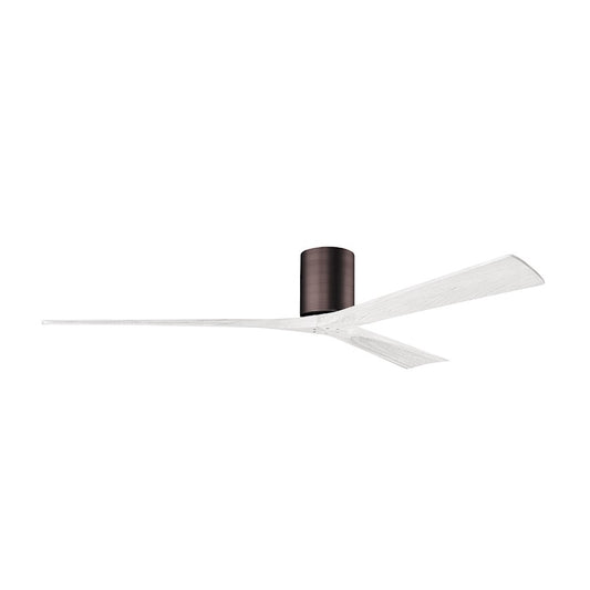 Matthews Fans Irene-3H 72in 3-Blade Flush Mount Ceiling Fan | Brushed Bronze and Matte White Solid Wood | Great Rooms | Model IR3H-BB-MWH-72