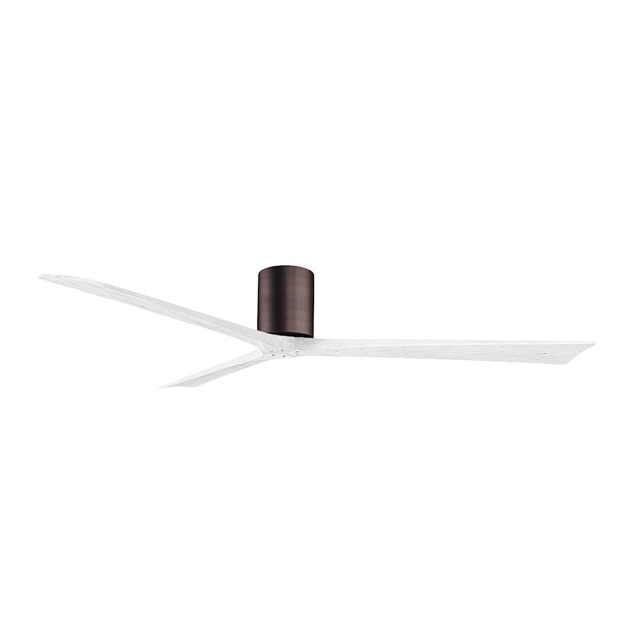Matthews Fans Irene-3H 72in 3-Blade Flush Mount Ceiling Fan | Brushed Bronze and Matte White Solid Wood | Great Rooms | Model IR3H-BB-MWH-72