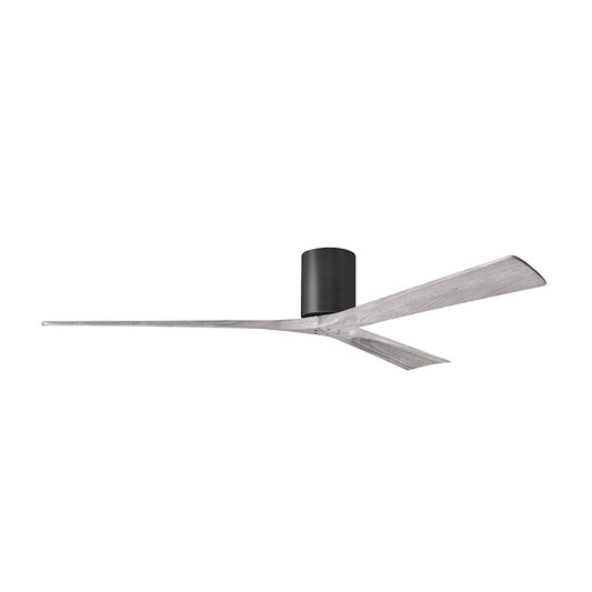 Matthews Fans Irene-3H 72in 3-Blade Flush Mount Ceiling Fan | Contemporary Matte Black and Barn Wood Tone | Covered Patio | Model IR3H-BK-BW-72