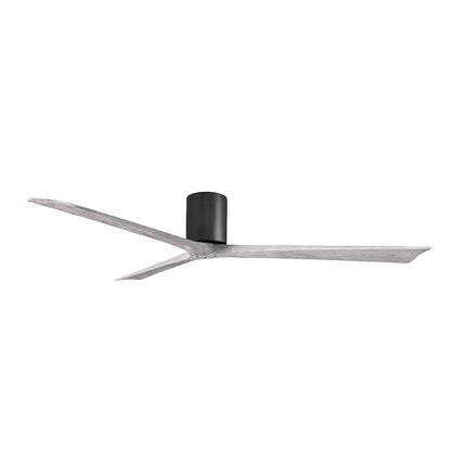 Matthews Fans Irene-3H 72in 3-Blade Flush Mount Ceiling Fan | Contemporary Matte Black and Barn Wood Tone | Covered Patio | Model IR3H-BK-BW-72