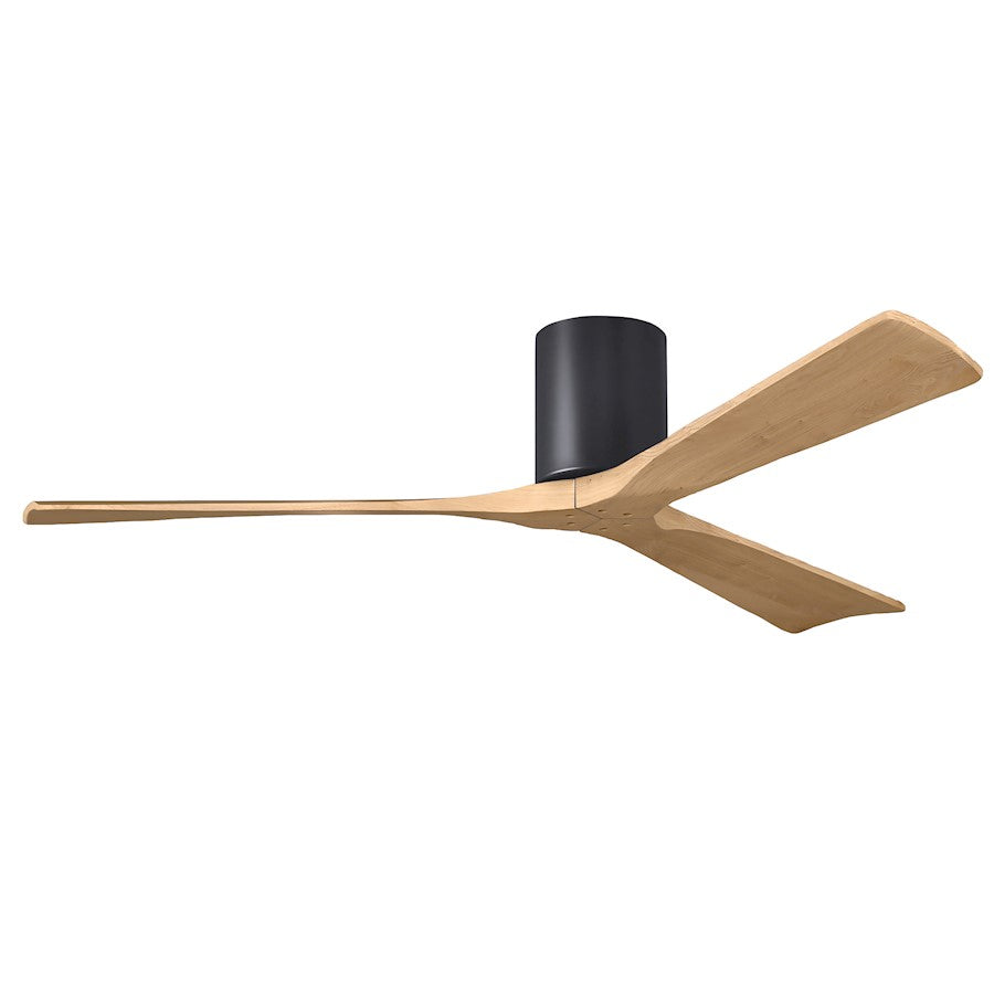 Matthews Fans Irene-3H 60in 3-Blade Ceiling Fan | Matte Black and Light Maple Wood | Indoor/Outdoor Damp Rated | 60 x 60 x 10 in | Model IR3H-BK-LM-60