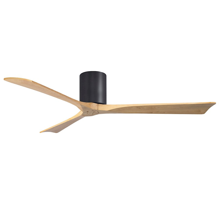 Matthews Fans Irene-3H 60in 3-Blade Ceiling Fan | Matte Black and Light Maple Wood | Indoor/Outdoor Damp Rated | 60 x 60 x 10 in | Model IR3H-BK-LM-60