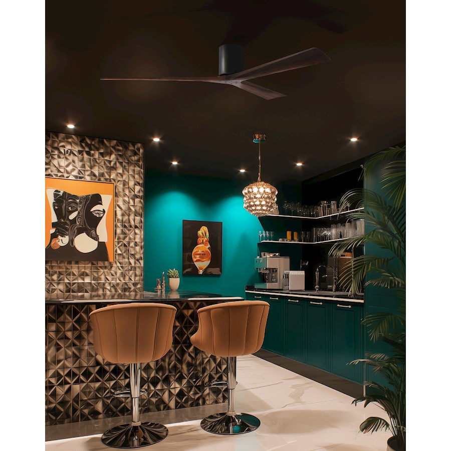 Matthews Fans Irene 3H 72in 3-Blade Ceiling Fan | Matte Black and Walnut Solid Wood Blades | Large Rooms & Covered Patios | Model IR3H-BK-WA-72
