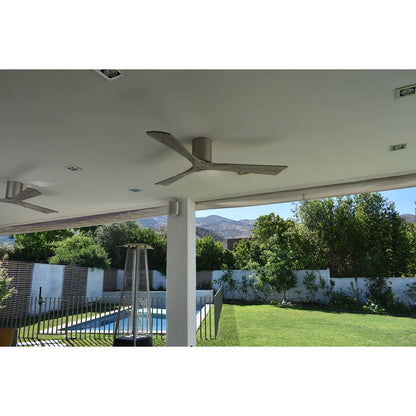 Matthews Fan Irene-H 60in 3-Blade Flush Mount Ceiling Fan | Gloss White and Barn Wood Solid Wood Blades | Bedroom & Living Room | Model IR3H-WH-BW-60