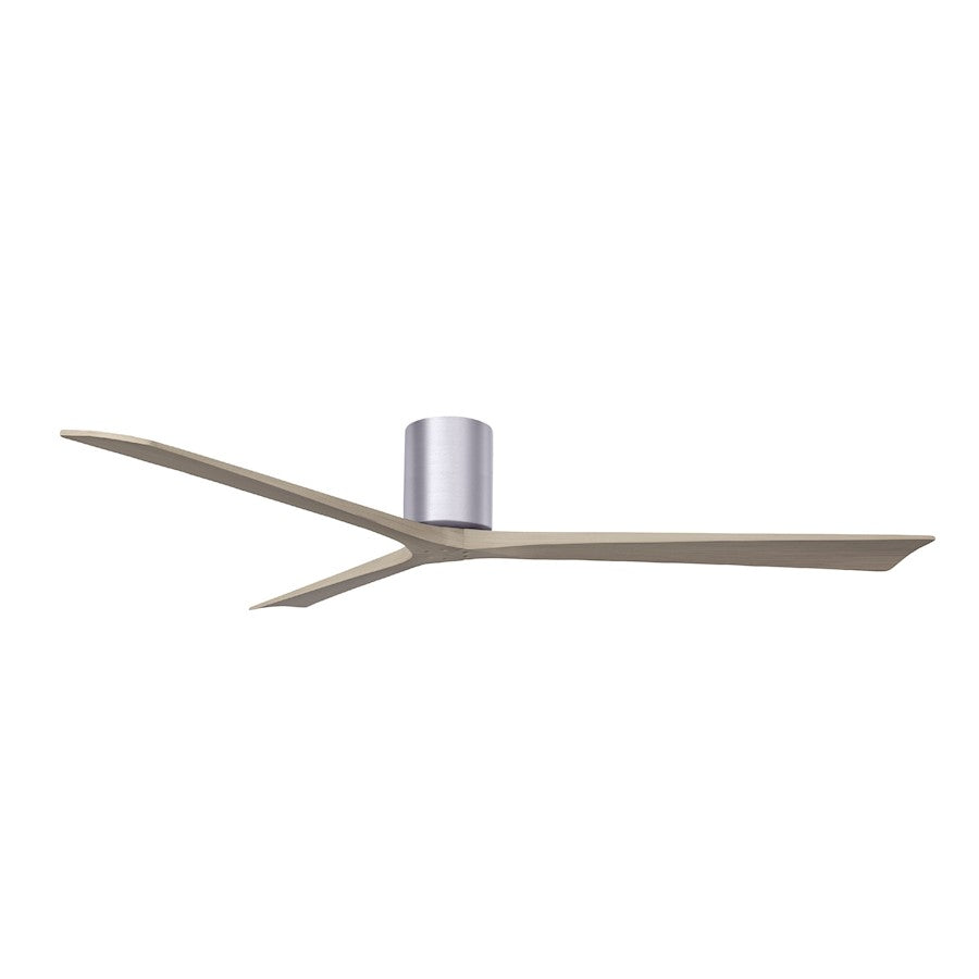 Matthews Fans Irene-3H 72in 3-Blade Flush Mount Ceiling Fan | Contemporary Brushed Nickel and Gray Ash Wood | Living Room | Model IR3H-BN-GA-72