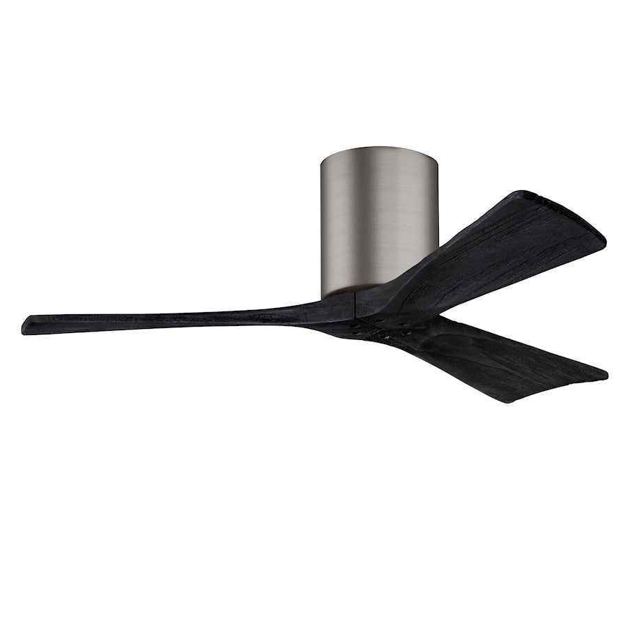 Matthews Fans Irene-3H 60in 3-Blade Flush Mount Ceiling Fan | Brushed Pewter and Walnut Solid Wood Blades | Great Room & Living | Model IR3H-BP-WA-60
