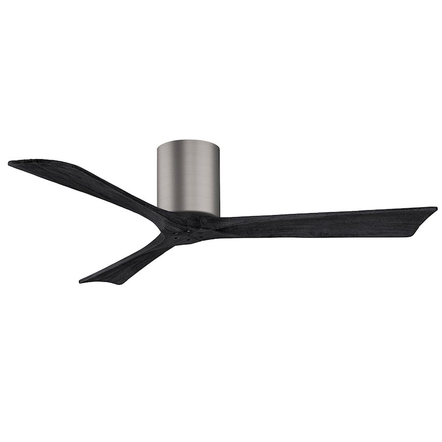 Matthews Fans Irene-3H 60in 3-Blade Flush Mount Ceiling Fan | Brushed Pewter and Walnut Solid Wood Blades | Great Room & Living | Model IR3H-BP-WA-60