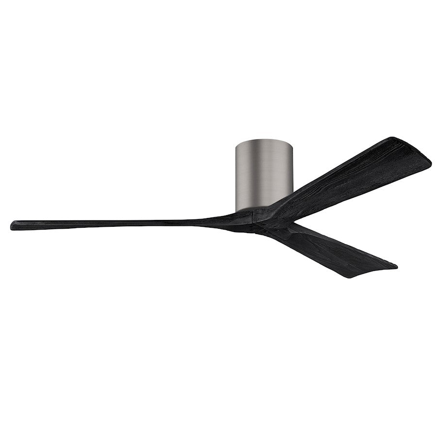 Matthews Fans Irene-3H 60in 3-Blade Flush Mount Ceiling Fan | Brushed Pewter and Walnut Solid Wood Blades | Great Room & Living | Model IR3H-BP-WA-60