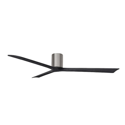 Matthews Fans Irene-3H 72in 3-Blade Flush Mount Ceiling Fan | Brushed Pewter and Matte Black Solid Wood Blades | Covered Patio | Model IR3H-BP-BK-72