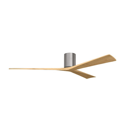Matthews Fans Irene-3H 72in 3-Blade Flush Mount Ceiling Fan | Brushed Pewter and Light Maple Solid Wood | Great Rooms & Covered | Model IR3H-BP-LM-72