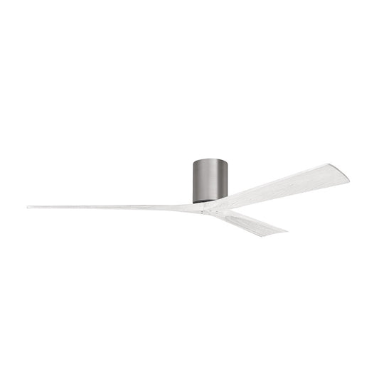 Matthews Fans Irene-3H 72in 3-Blade Flush Mount Ceiling Fan | Brushed Pewter and Matte White Solid Wood Blades | Covered | Model IR3H-BP-MWH-72