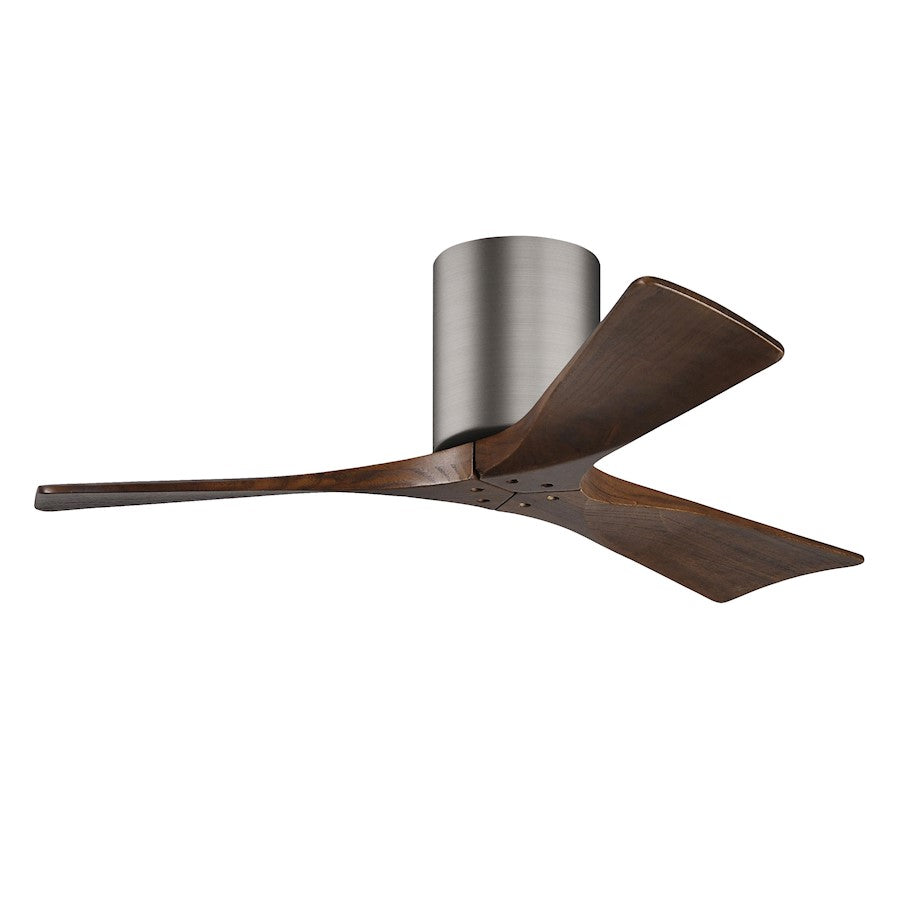 Matthews Fans Irene-3H 60in 3-Blade Flush Mount Ceiling Fan | Brushed Pewter and Walnut Solid Wood Blades | Great Room & Living | Model IR3H-BP-WA-60