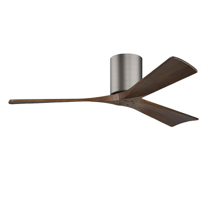 Matthews Fans Irene-3H 60in 3-Blade Flush Mount Ceiling Fan | Brushed Pewter and Walnut Solid Wood Blades | Great Room & Living | Model IR3H-BP-WA-60