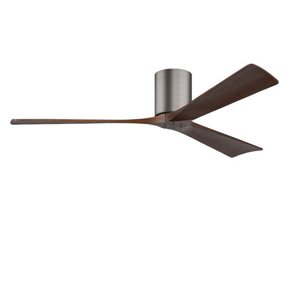Matthews Fans Irene-3H 60in 3-Blade Flush Mount Ceiling Fan | Brushed Pewter and Walnut Solid Wood Blades | Great Room & Living | Model IR3H-BP-WA-60