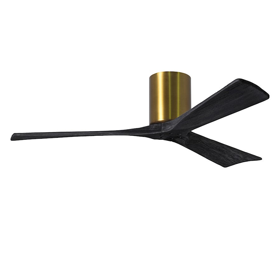 Matthews Fans Irene-3H 52in 3-Blade Flush Mount Ceiling Fan | Brushed Brass and Matte Black Solid Wood | Living Room | Model IR3H-BRBR-BK-52