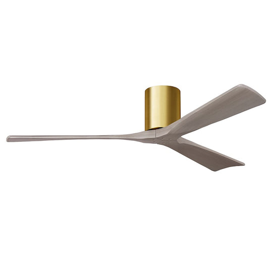 Matthews Fans Irene-3H 60in 3-Blade Ceiling Fan | Contemporary Brushed Brass and Gray Ash | Great Room & Covered Patio | Model IR3H-BRBR-GA-60