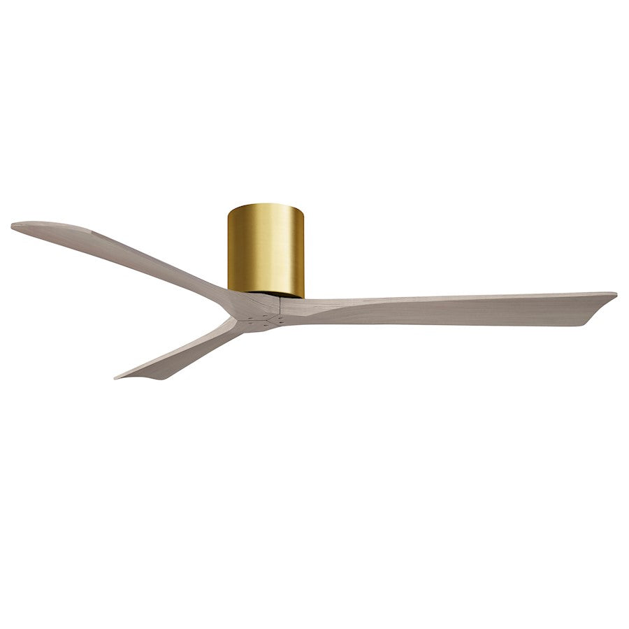 Matthews Fans Irene-3H 60in 3-Blade Ceiling Fan | Contemporary Brushed Brass and Gray Ash | Great Room & Covered Patio | Model IR3H-BRBR-GA-60
