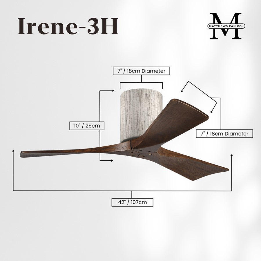 Matthews Fans Irene-3H 42in 3-Blade Ceiling Fan | Rustic Barnwood and Walnut Solid Wood | Bedroom & Home Office | Model IR3H-BW-WA-42