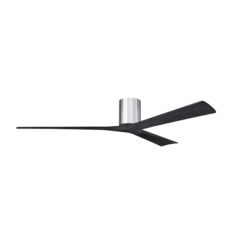 Matthews Fans Irene-3H 72in 3-Blade Ceiling Fan | Contemporary Polished Chrome and Matte Black Solid Wood Blades | Great Room | Model IR3H-CR-BK-72