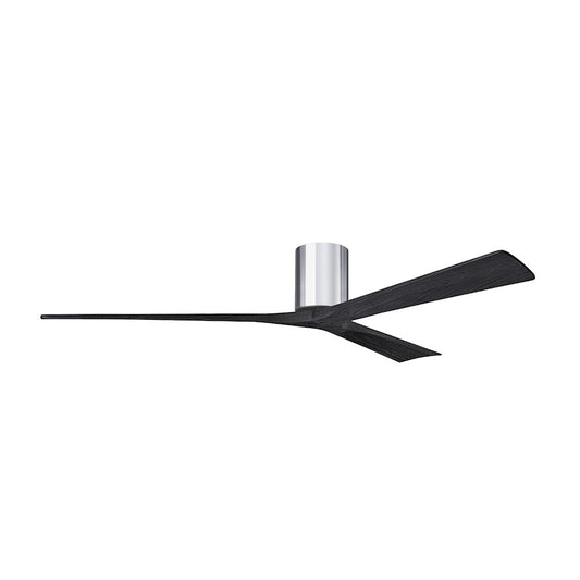 Matthews Fans Irene-3H 72in 3-Blade Ceiling Fan | Contemporary Polished Chrome and Matte Black Solid Wood Blades | Great Room | Model IR3H-CR-BK-72