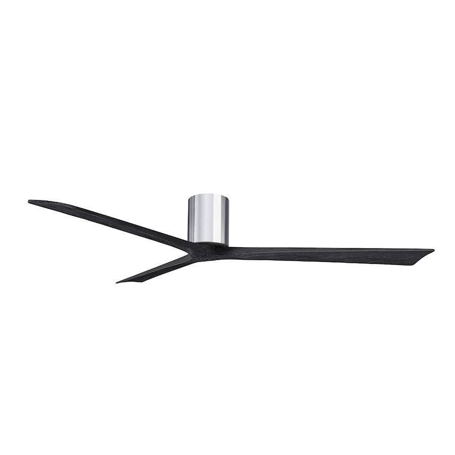 Matthews Fans Irene-3H 72in 3-Blade Ceiling Fan | Contemporary Polished Chrome and Matte Black Solid Wood Blades | Great Room | Model IR3H-CR-BK-72