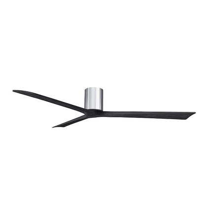 Matthews Fans Irene-3H 72in 3-Blade Ceiling Fan | Contemporary Polished Chrome and Matte Black Solid Wood Blades | Great Room | Model IR3H-CR-BK-72