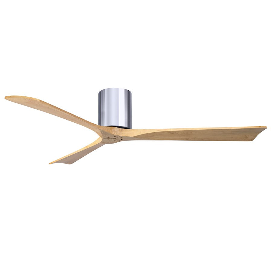 Matthews Fans Irene-3H 60in 3-Blade Ceiling Fan | Contemporary Polished Chrome and Light Maple Solid Wood | Living Room | Model IR3H-CR-LM-60