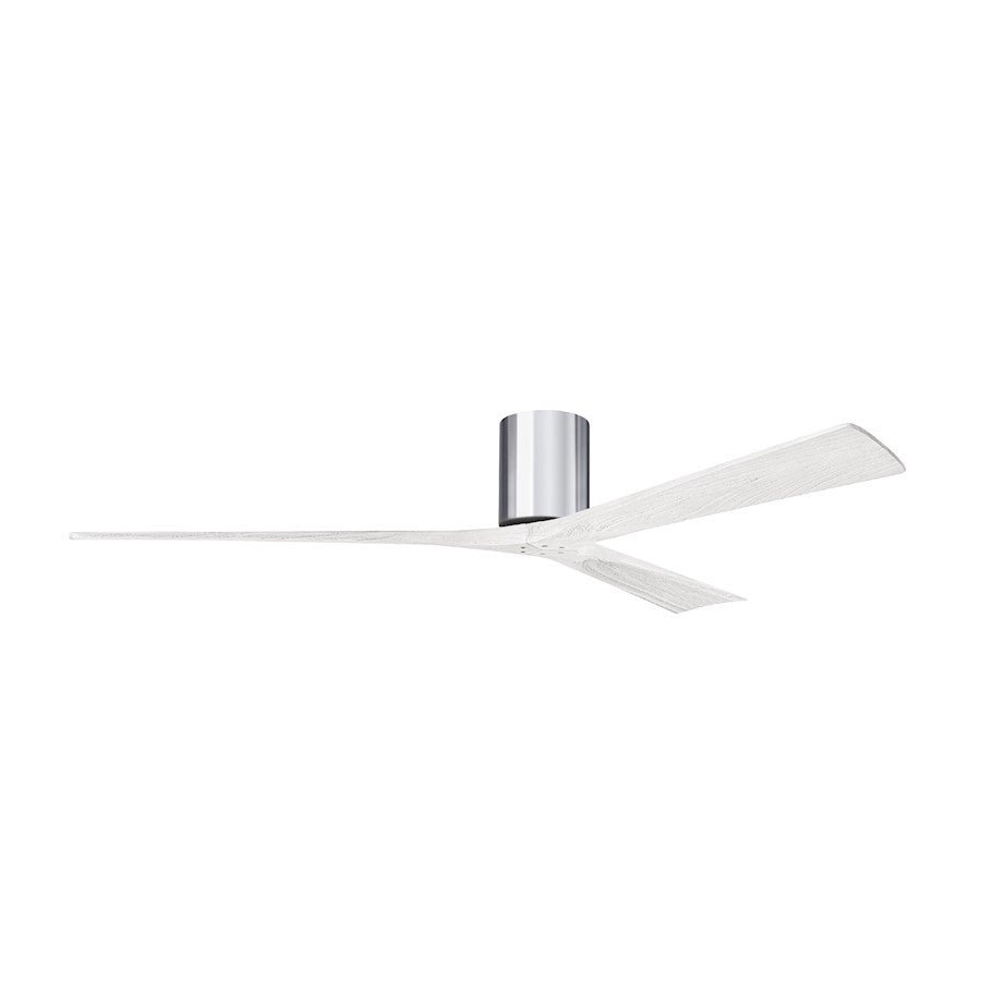 Matthews Fans Irene 3H 72in 3-Blade Ceiling Fan | Contemporary Polished Chrome and Matte White Solid Wood | Great Room | Model IR3H-CR-MWH-72