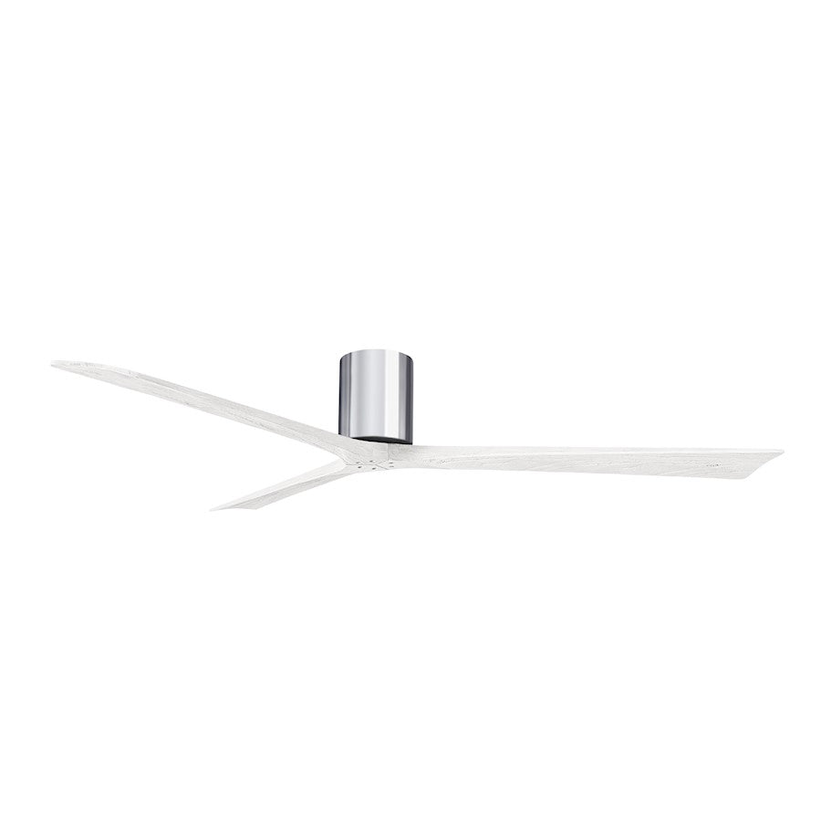 Matthews Fans Irene 3H 72in 3-Blade Ceiling Fan | Contemporary Polished Chrome and Matte White Solid Wood | Great Room | Model IR3H-CR-MWH-72