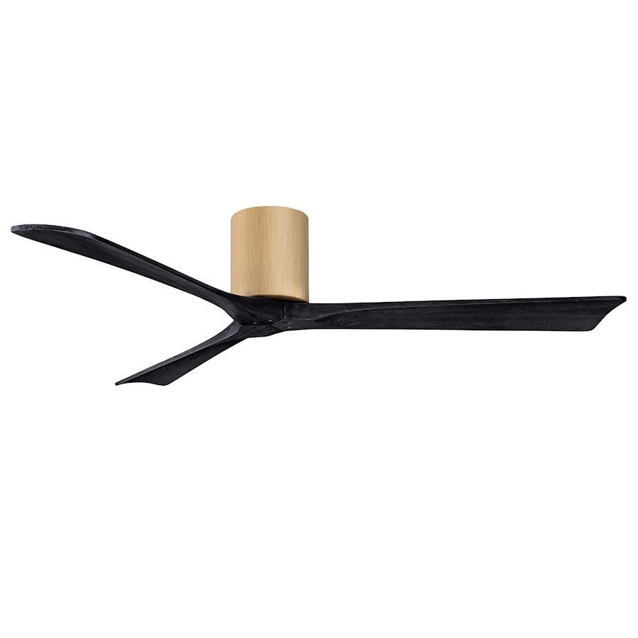 Matthews Fans Irene-3H 60in 3-Blade Ceiling Fan | Light Maple & Matte Black Solid Wood | Great Room & Bedroom | 60 x 60 x 10 in | Model IR3H-LM-BK-60