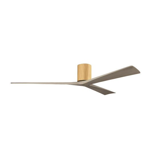 Matthews Fans Irene-3H 72in 3-Blade Flush Mount Ceiling Fan | Contemporary Light Maple and Gray Ash Wood | Covered Patio | Model IR3H-LM-GA-72