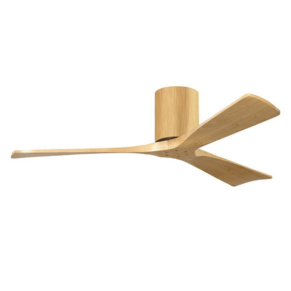 Matthews Fans Irene-3H 52in 3-Blade Flush Mount Ceiling Fan | Contemporary Light Maple Wood | Living Room & Covered Patio | Model IR3H-LM-LM-52