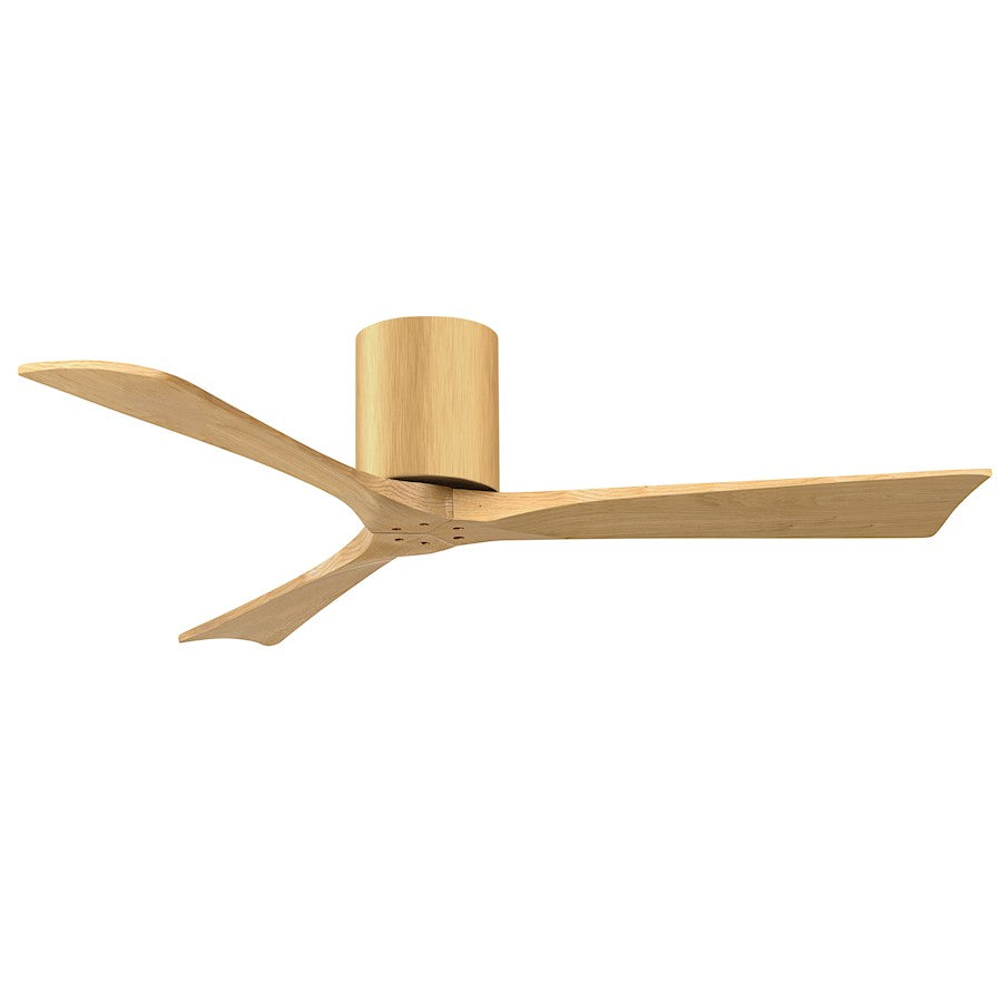 Matthews Fans Irene-3H 52in 3-Blade Flush Mount Ceiling Fan | Contemporary Light Maple Wood | Living Room & Covered Patio | Model IR3H-LM-LM-52