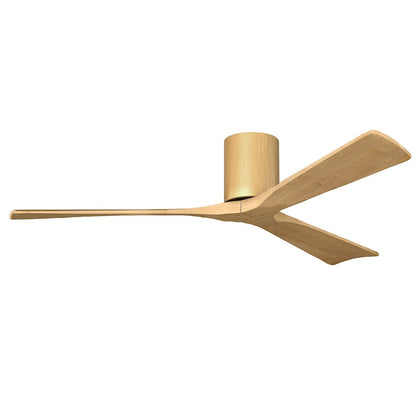 Matthews Fans Irene-3H 60in 3-Blade Flush Mount Ceiling Fan | Contemporary Light Maple Wood | Great Room & Covered Patio | Model IR3H-LM-LM-60