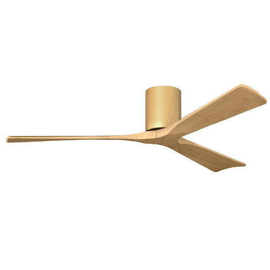 Matthews Fans Irene-3H 60in 3-Blade Flush Mount Ceiling Fan | Contemporary Light Maple Wood | Great Room & Covered Patio | Model IR3H-LM-LM-60