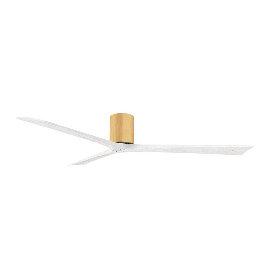 Matthews Fans Irene-3H 72in 3-Blade Flush Mount Ceiling Fan | Contemporary Light Maple and Matte White Solid Wood | Covered | Model IR3H-LM-MWH-72