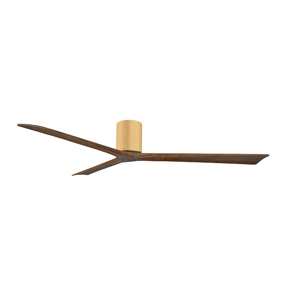 Matthews Fans Irene-3H 72in 3-Blade Flush Mount Ceiling Fan | Contemporary Light Maple and Walnut Solid Wood | Covered Patio | Model IR3H-LM-WA-72