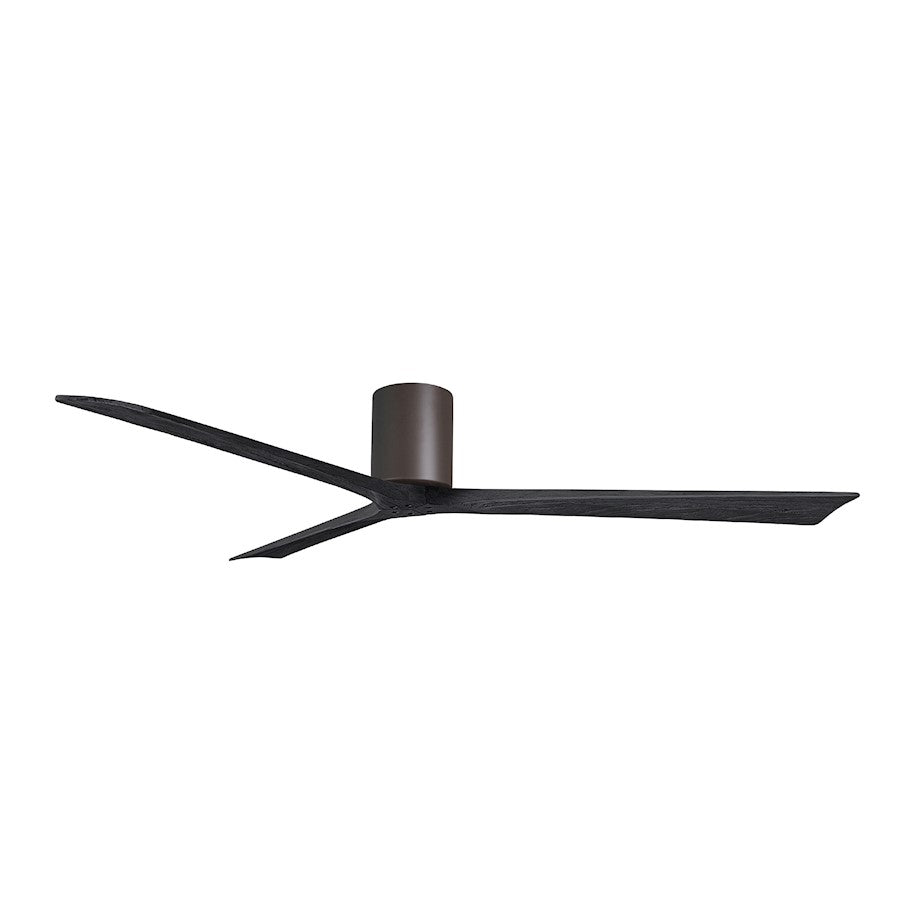 Matthews Fans Irene-3H 72in 3-Blade Flush Mount Ceiling Fan | Textured Bronze and Matte Black Solid Wood Blades | Covered Patio | Model IR3H-TB-BK-72