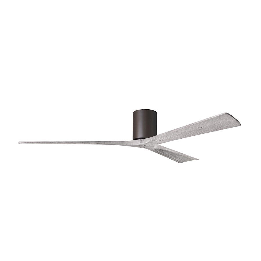 Matthews Fans Irene-3H 72in 3-Blade Flush Mount Ceiling Fan | Textured Bronze and Barn Wood Solid Wood Blades | Covered Patio | Model IR3H-TB-BW-72