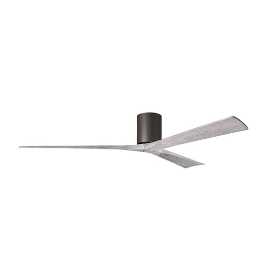 Matthews Fans Irene-3H 72in 3-Blade Flush Mount Ceiling Fan | Textured Bronze and Barn Wood Solid Wood Blades | Covered Patio | Model IR3H-TB-BW-72