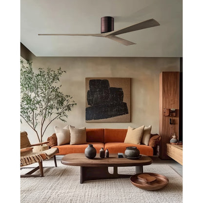 Matthews Fans Irene-3H 72in 3-Blade Hugger Ceiling Fan | Rustic Modern Textured Bronze and Gray Ash Wood | Great Room & Covered | Model IR3H-TB-GA-72