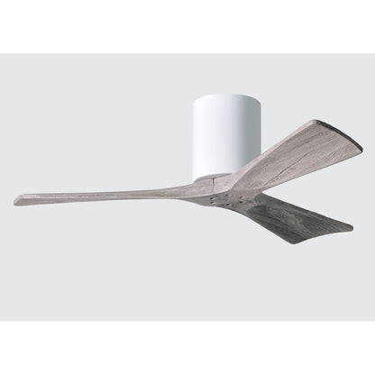 Matthews Fan Irene-H 60in 3-Blade Flush Mount Ceiling Fan | Gloss White and Barn Wood Solid Wood Blades | Bedroom & Living Room | Model IR3H-WH-BW-60