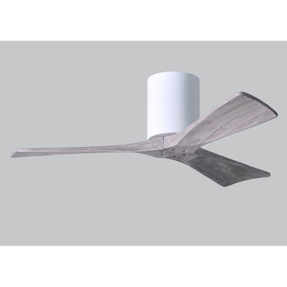 Matthews Fan Irene-H 60in 3-Blade Flush Mount Ceiling Fan | Gloss White and Barn Wood Solid Wood Blades | Bedroom & Living Room | Model IR3H-WH-BW-60