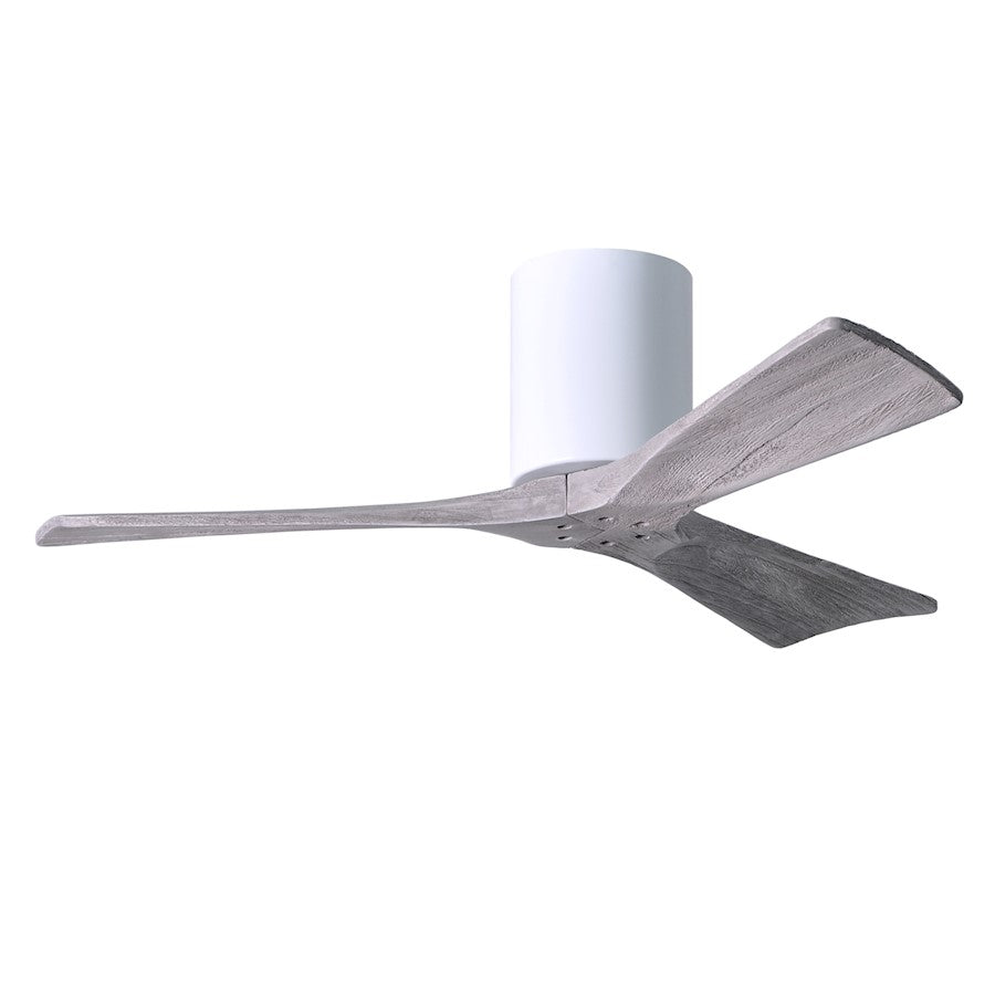 Matthews Fan Irene-H 60in 3-Blade Flush Mount Ceiling Fan | Gloss White and Barn Wood Solid Wood Blades | Bedroom & Living Room | Model IR3H-WH-BW-60