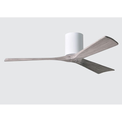 Matthews Fan Irene-H 60in 3-Blade Flush Mount Ceiling Fan | Gloss White and Barn Wood Solid Wood Blades | Bedroom & Living Room | Model IR3H-WH-BW-60