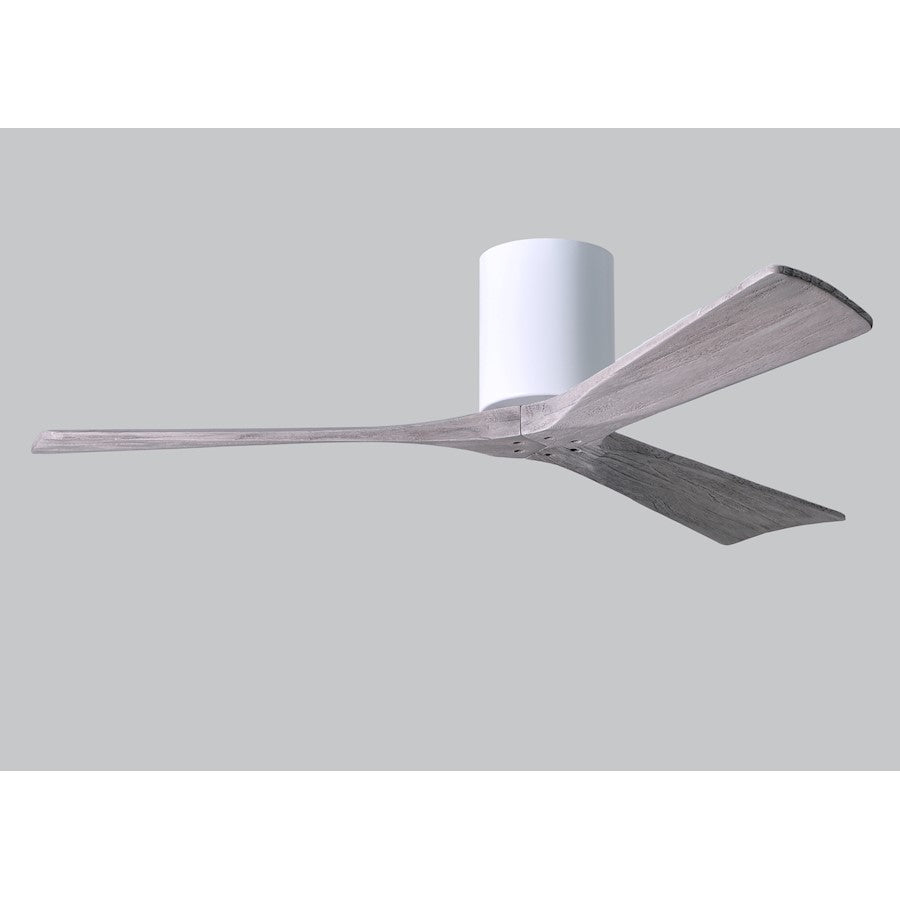 Matthews Fan Irene-H 60in 3-Blade Flush Mount Ceiling Fan | Gloss White and Barn Wood Solid Wood Blades | Bedroom & Living Room | Model IR3H-WH-BW-60