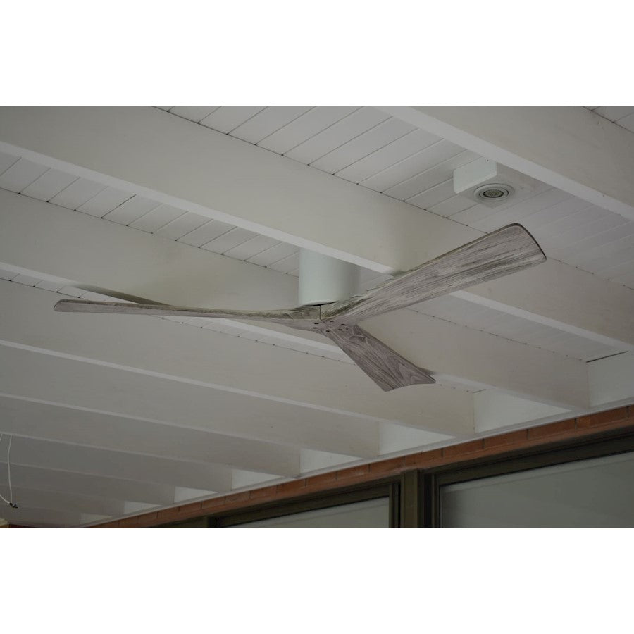 Matthews Fan Irene-H 60in 3-Blade Flush Mount Ceiling Fan | Gloss White and Barn Wood Solid Wood Blades | Bedroom & Living Room | Model IR3H-WH-BW-60