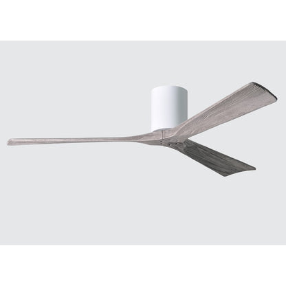 Matthews Fan Irene-H 60in 3-Blade Flush Mount Ceiling Fan | Gloss White and Barn Wood Solid Wood Blades | Bedroom & Living Room | Model IR3H-WH-BW-60
