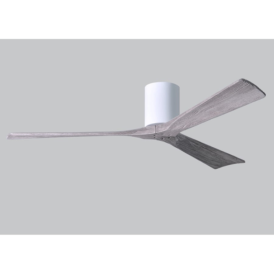 Matthews Fan Irene-H 60in 3-Blade Flush Mount Ceiling Fan | Gloss White and Barn Wood Solid Wood Blades | Bedroom & Living Room | Model IR3H-WH-BW-60